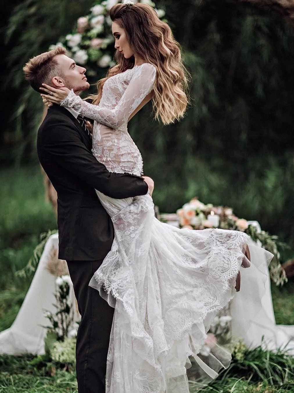 Lace Wedding Dresses Mermaid Backless Bridal Gowns WD227