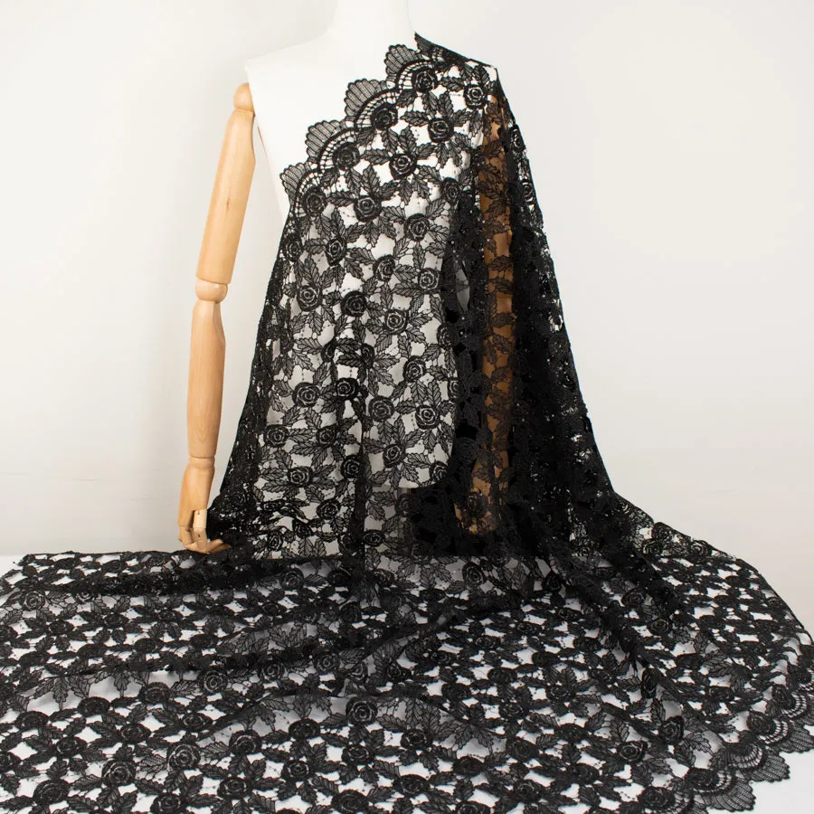 Metallic Sequin Guipure Lace Black