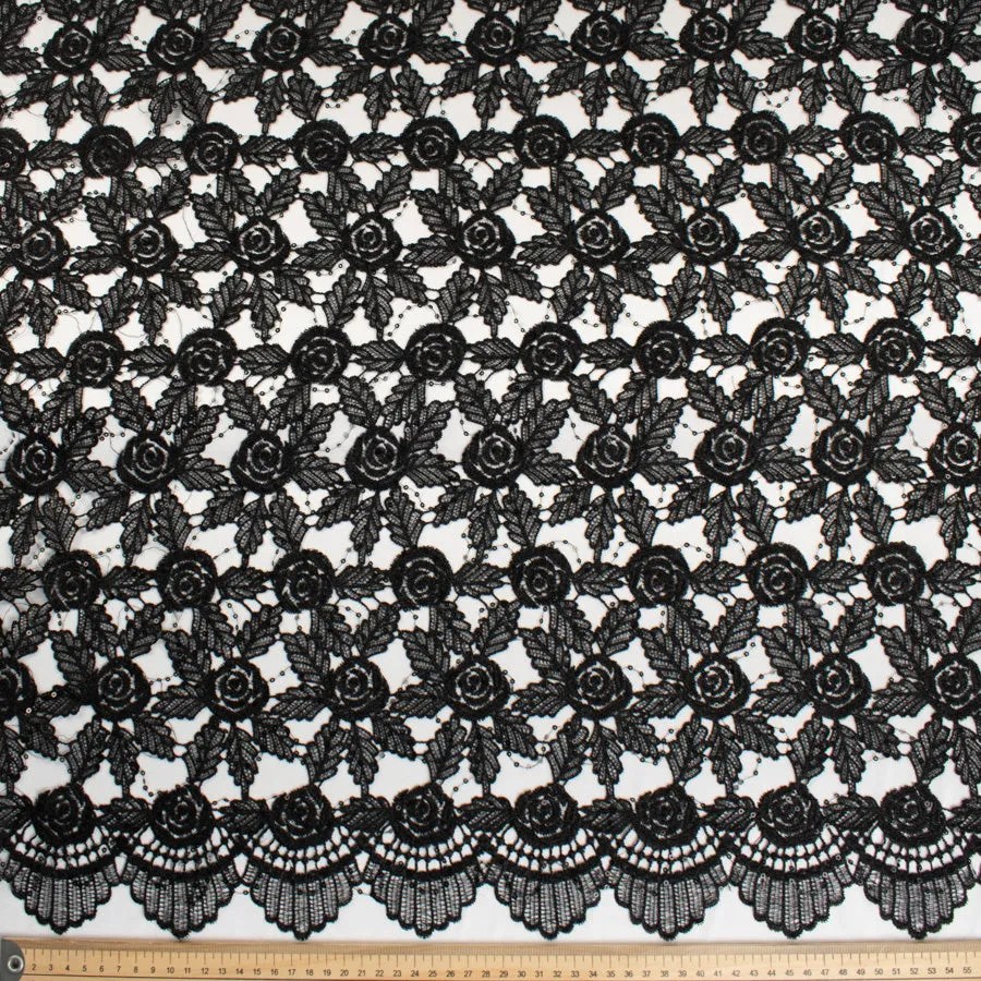 Metallic Sequin Guipure Lace Black