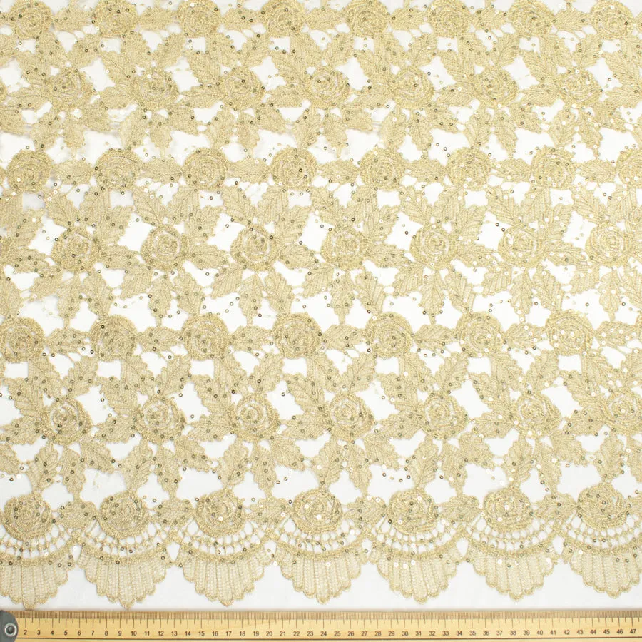 Metallic Sequin Guipure Lace Gold