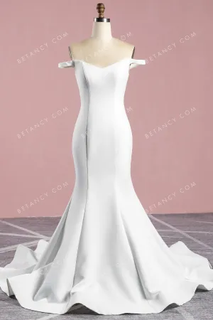 Minimalist Thick Matte Satin Mermaid Wedding Dress