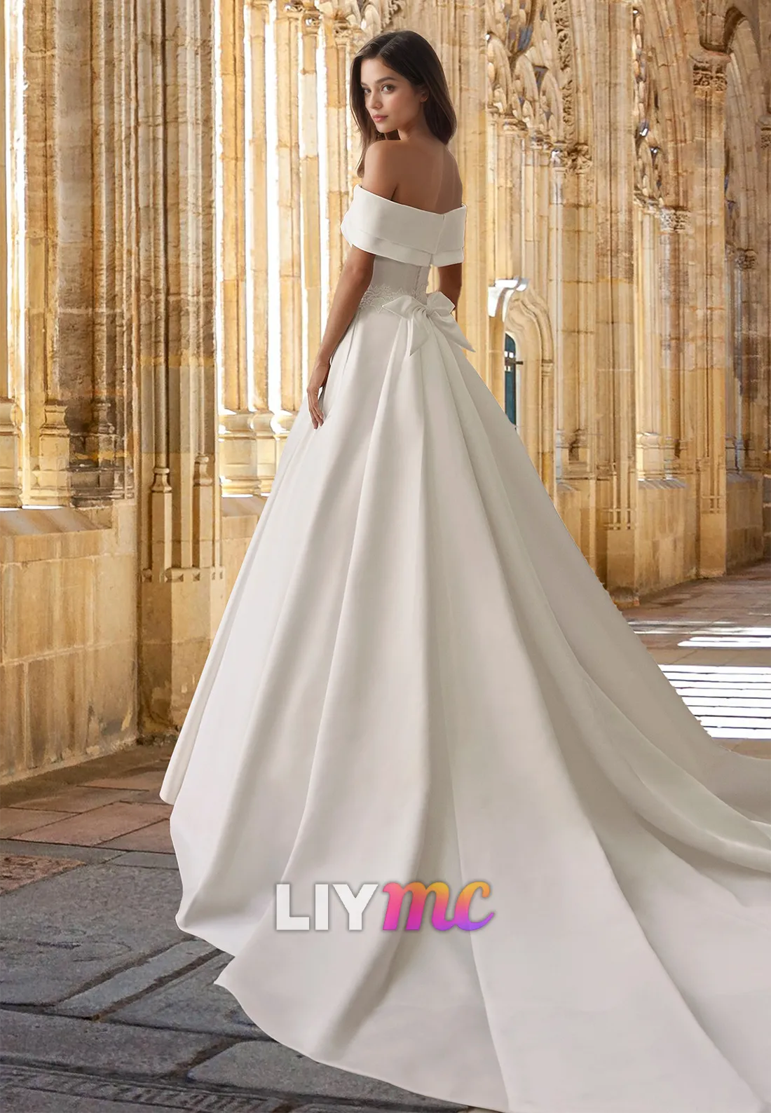 Off-Shoulder Strapless Appliques Pleated A-Line Classic Wedding Dress