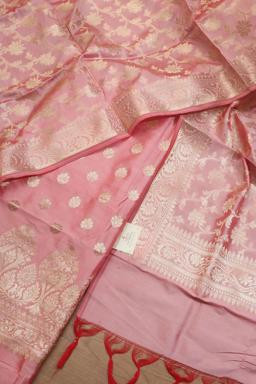 Pink Banarasi Soft Silk Three Piece Suit Set