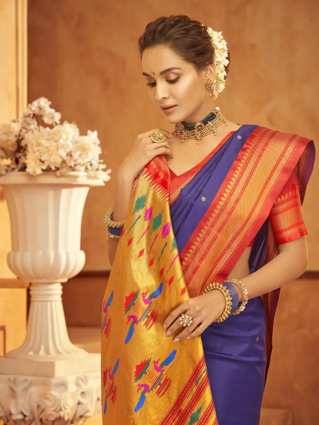 Pristine Purple Pure Aniruddh Silk Pathani Saree