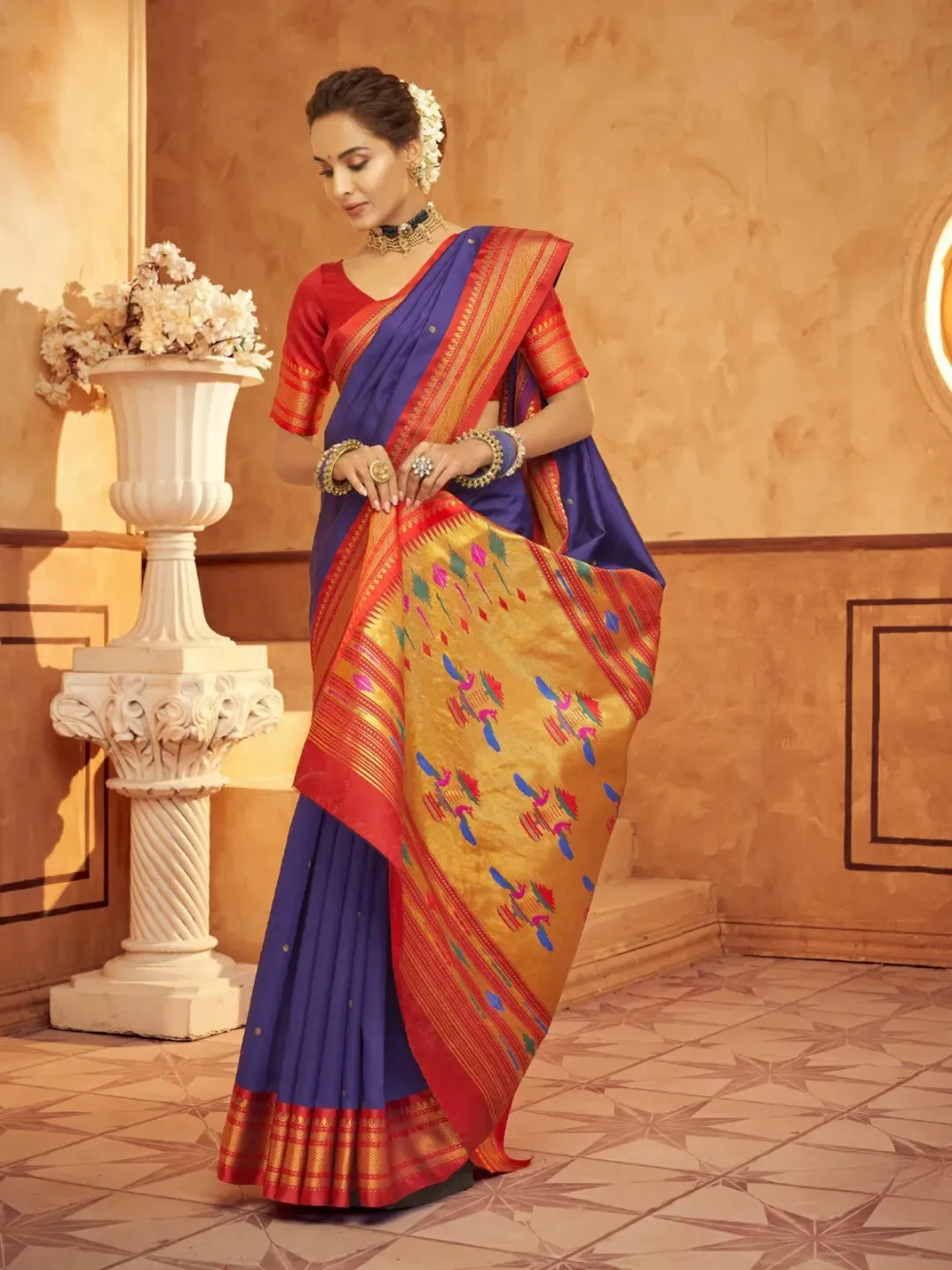 Pristine Purple Pure Aniruddh Silk Pathani Saree