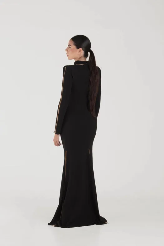 Rina Black Long Sleeves Dress