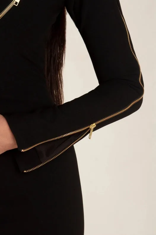 Rina Black Long Sleeves Dress