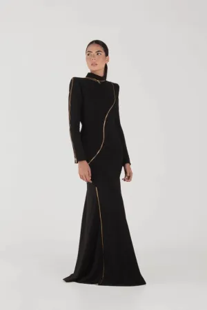 Rina Black Long Sleeves Dress