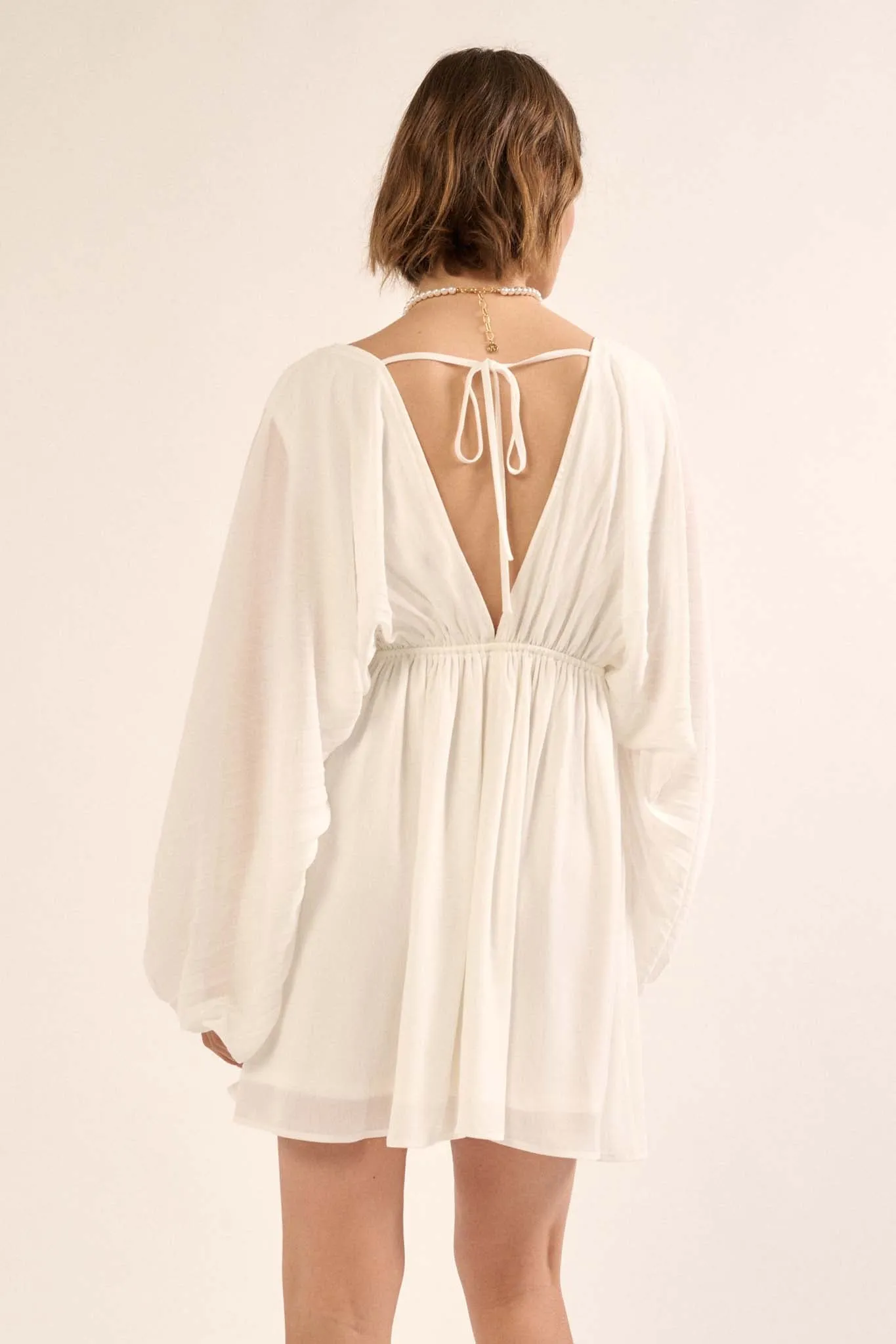 Ripple Effect Accordion Pleated Kimono Mini Dress
