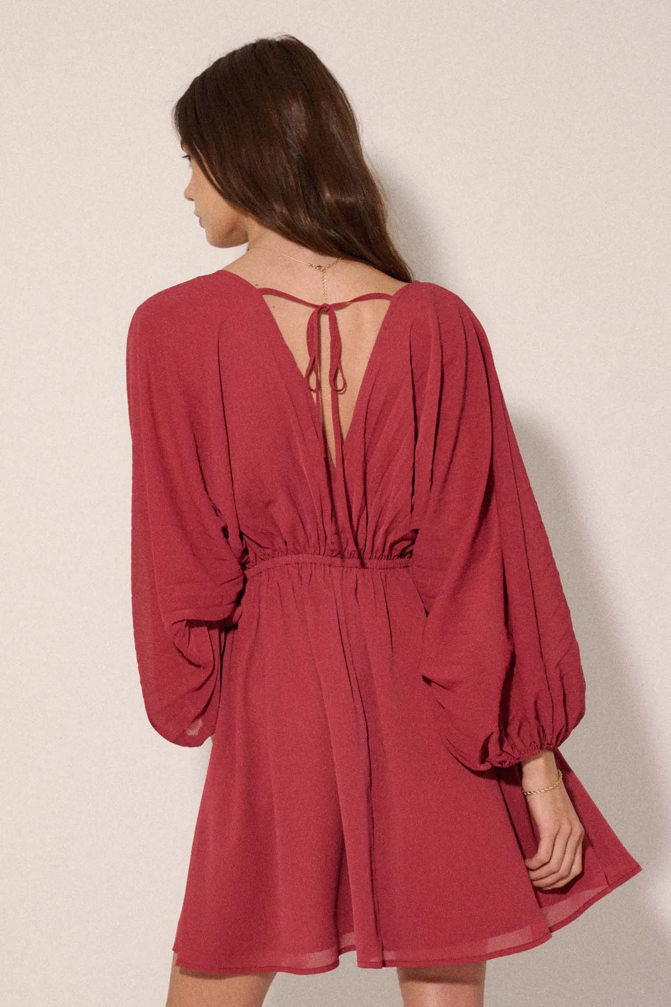 Ripple Effect Accordion Pleated Kimono Mini Dress