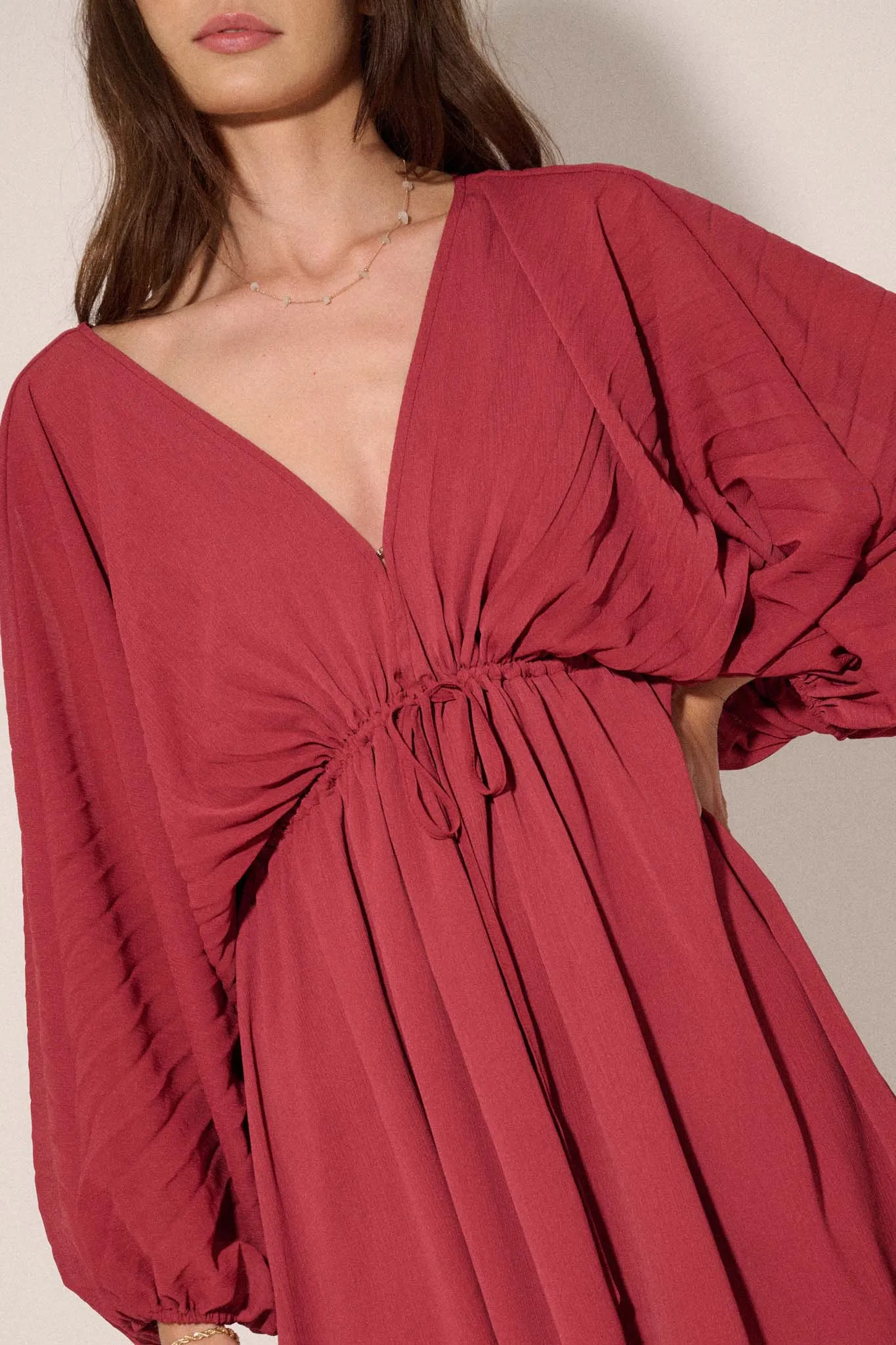 Ripple Effect Accordion Pleated Kimono Mini Dress