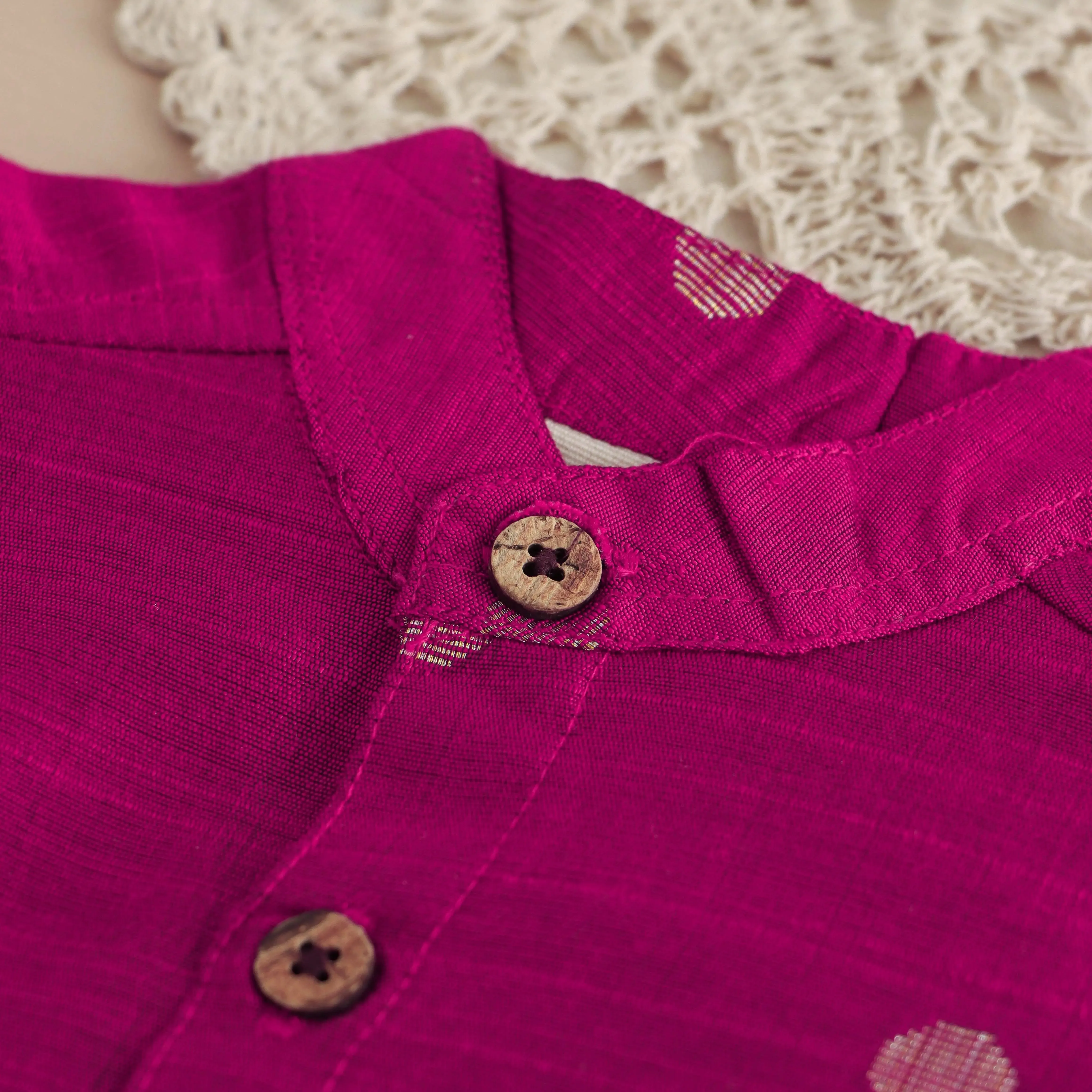 Royal Berry: Maroon Silk Shirt for Boys with Festive Flair