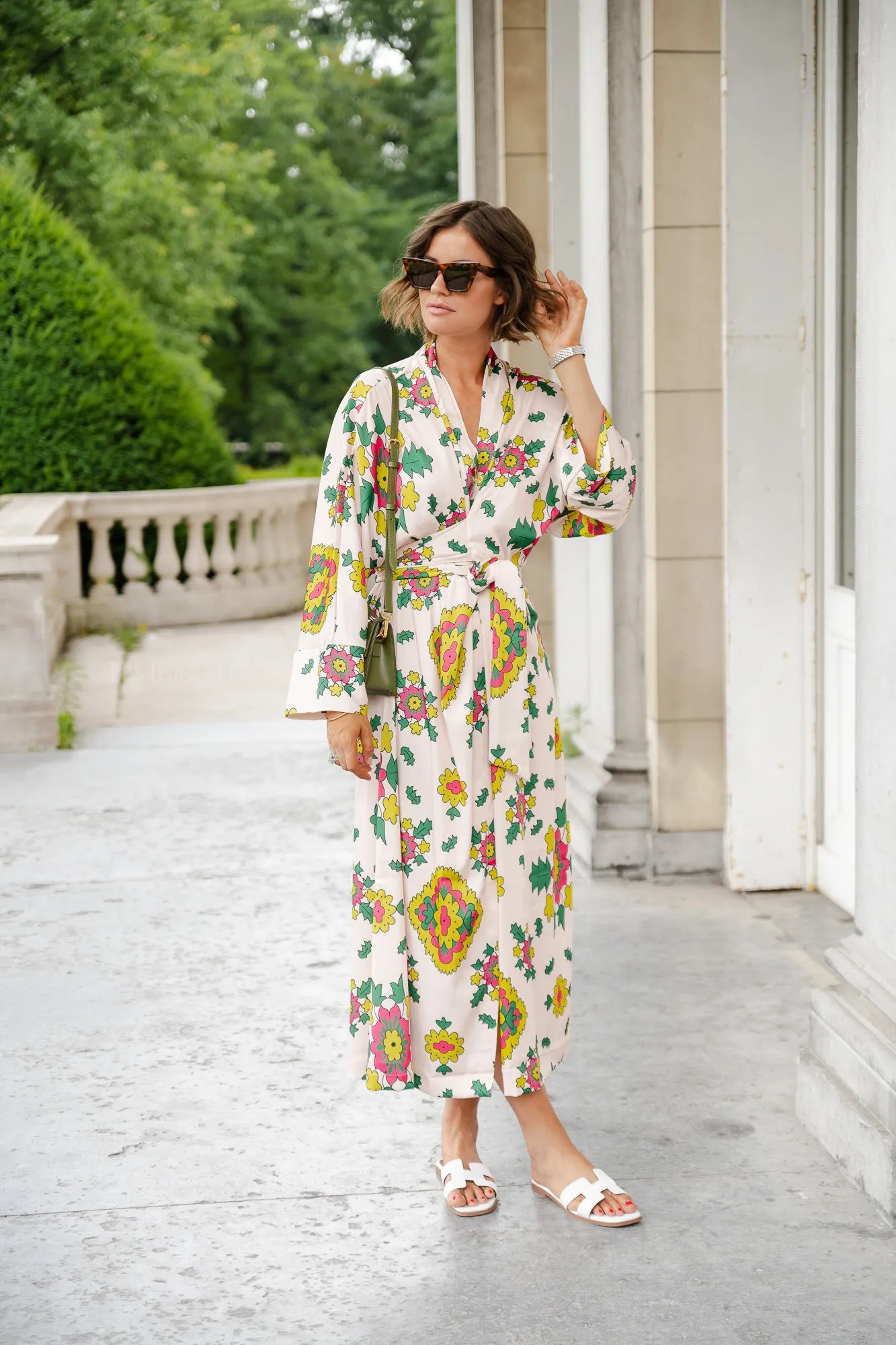 Selena printed long kimono dress