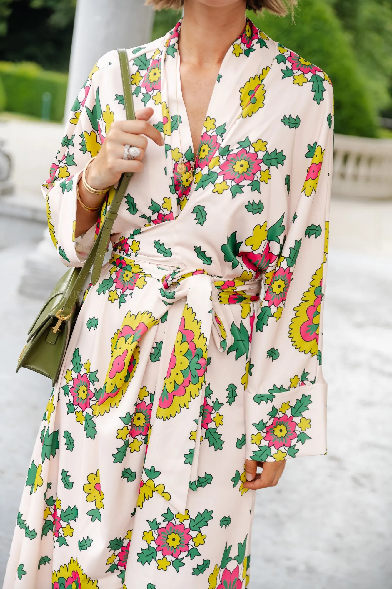 Selena printed long kimono dress