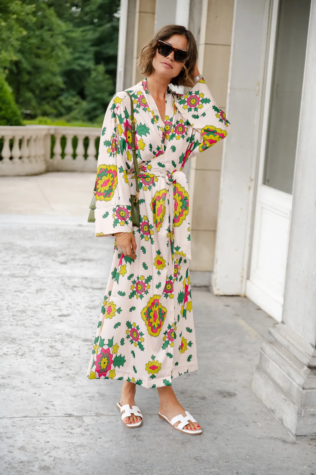 Selena printed long kimono dress