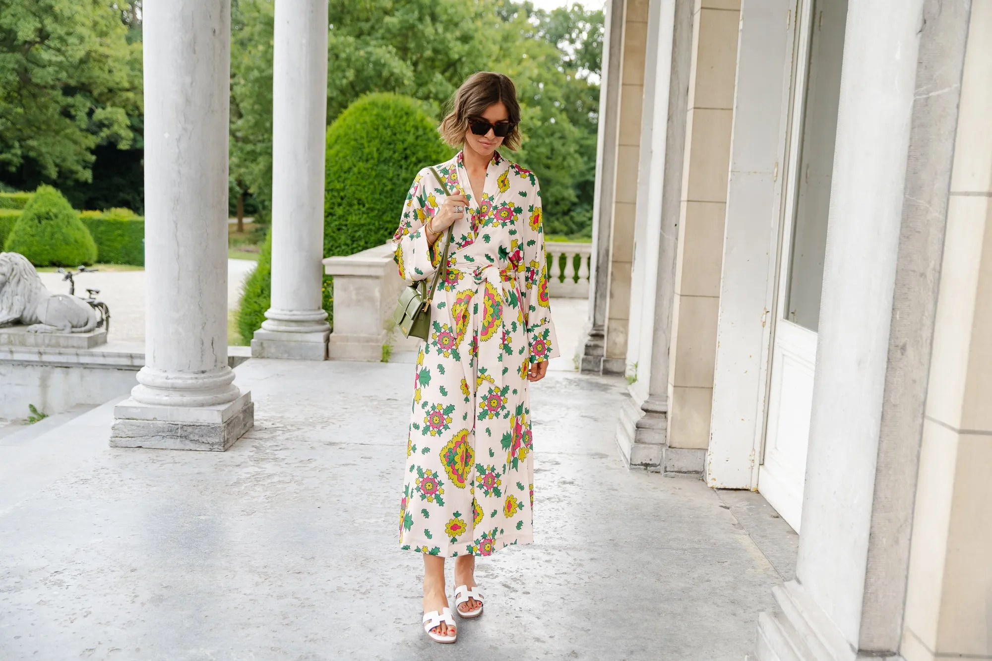 Selena printed long kimono dress