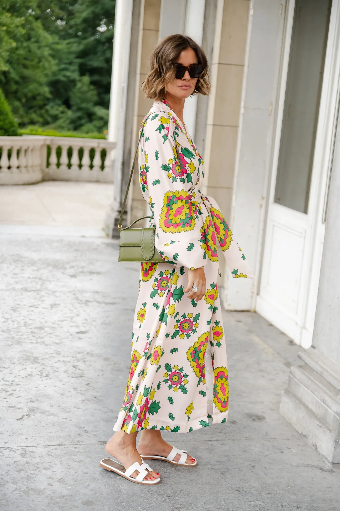 Selena printed long kimono dress
