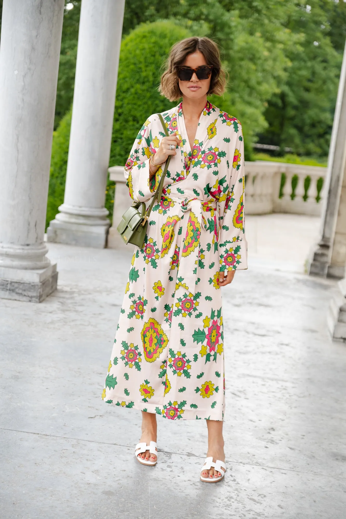 Selena printed long kimono dress