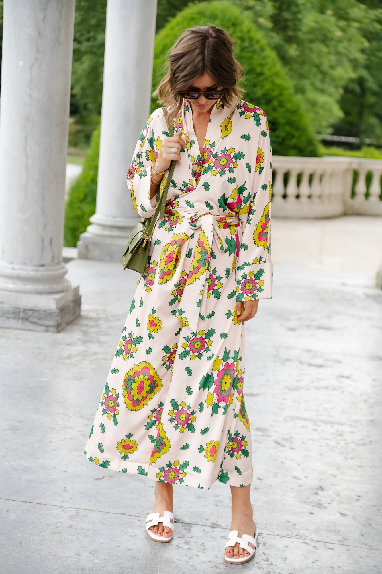 Selena printed long kimono dress