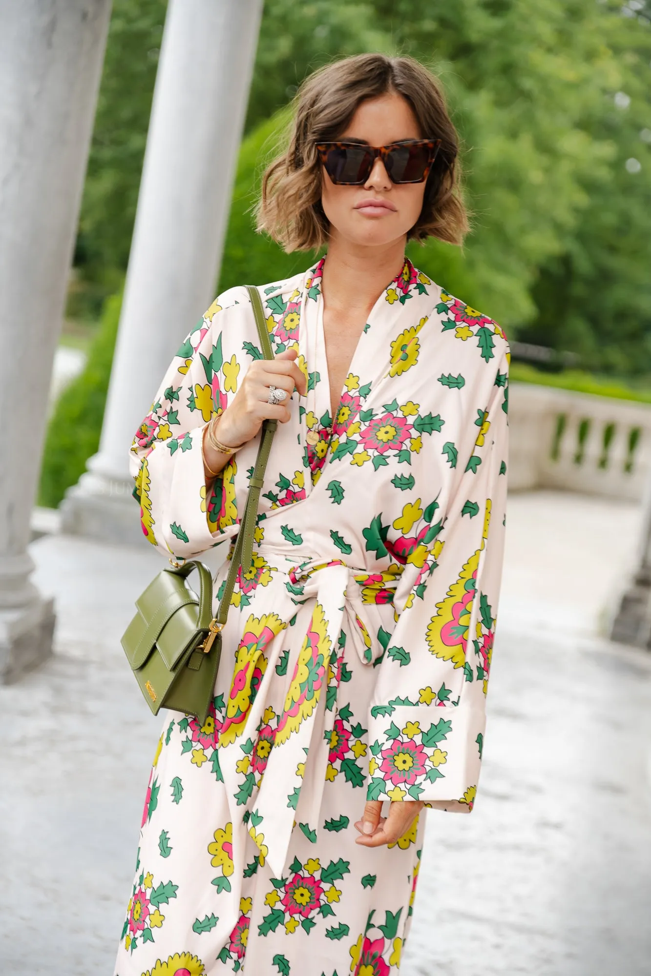 Selena printed long kimono dress