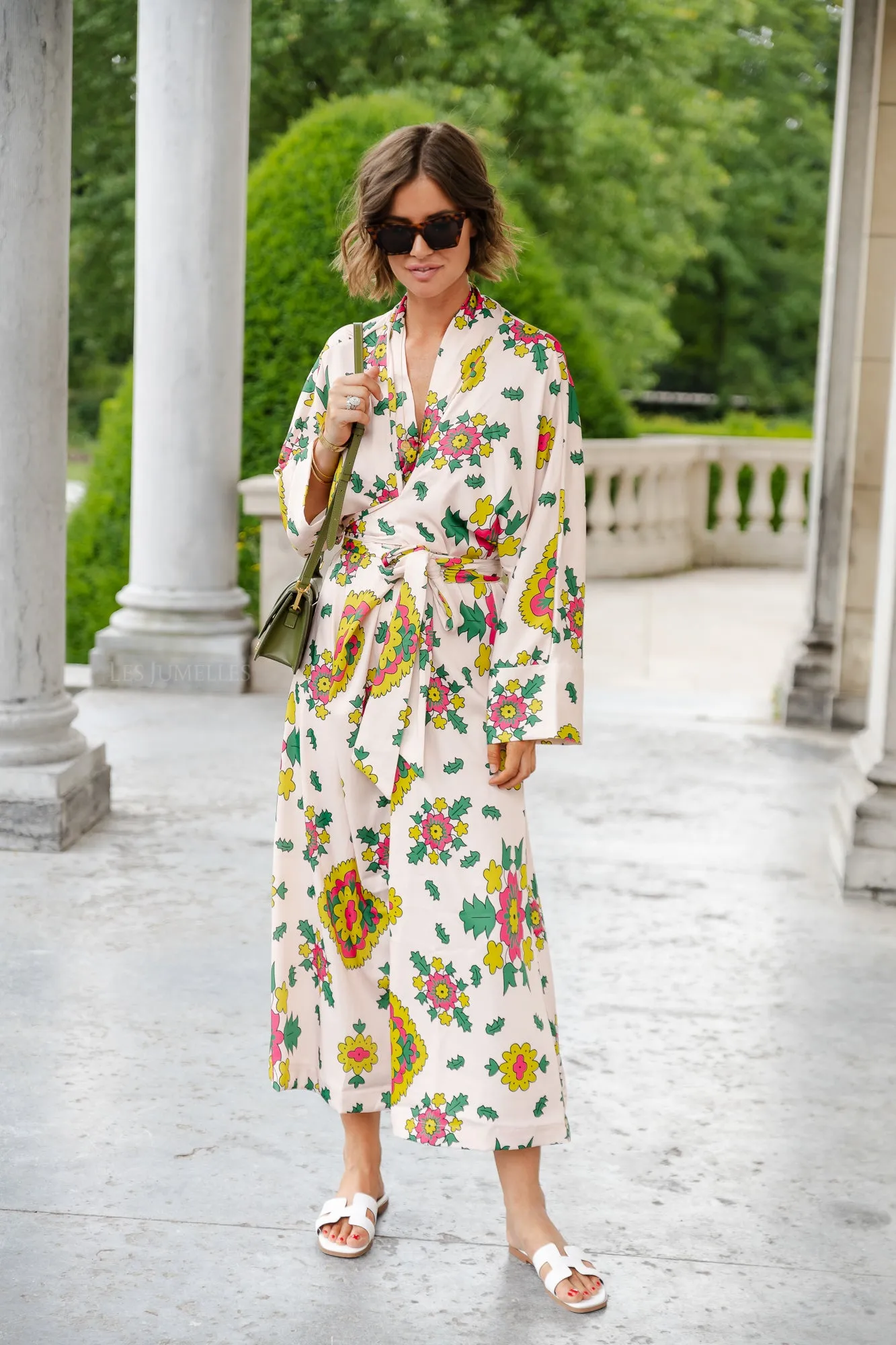 Selena printed long kimono dress