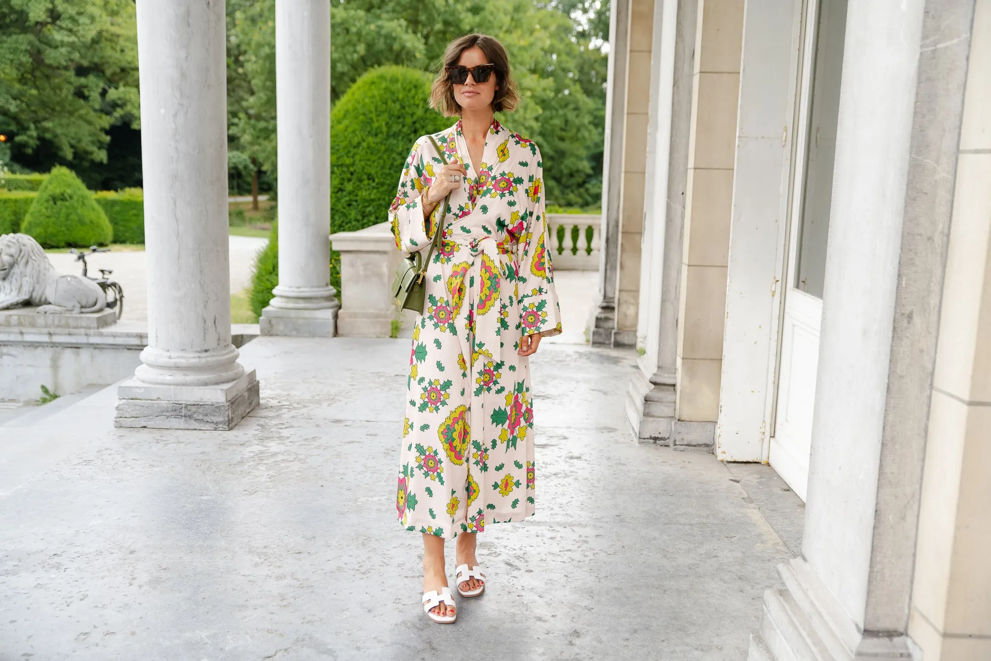 Selena printed long kimono dress