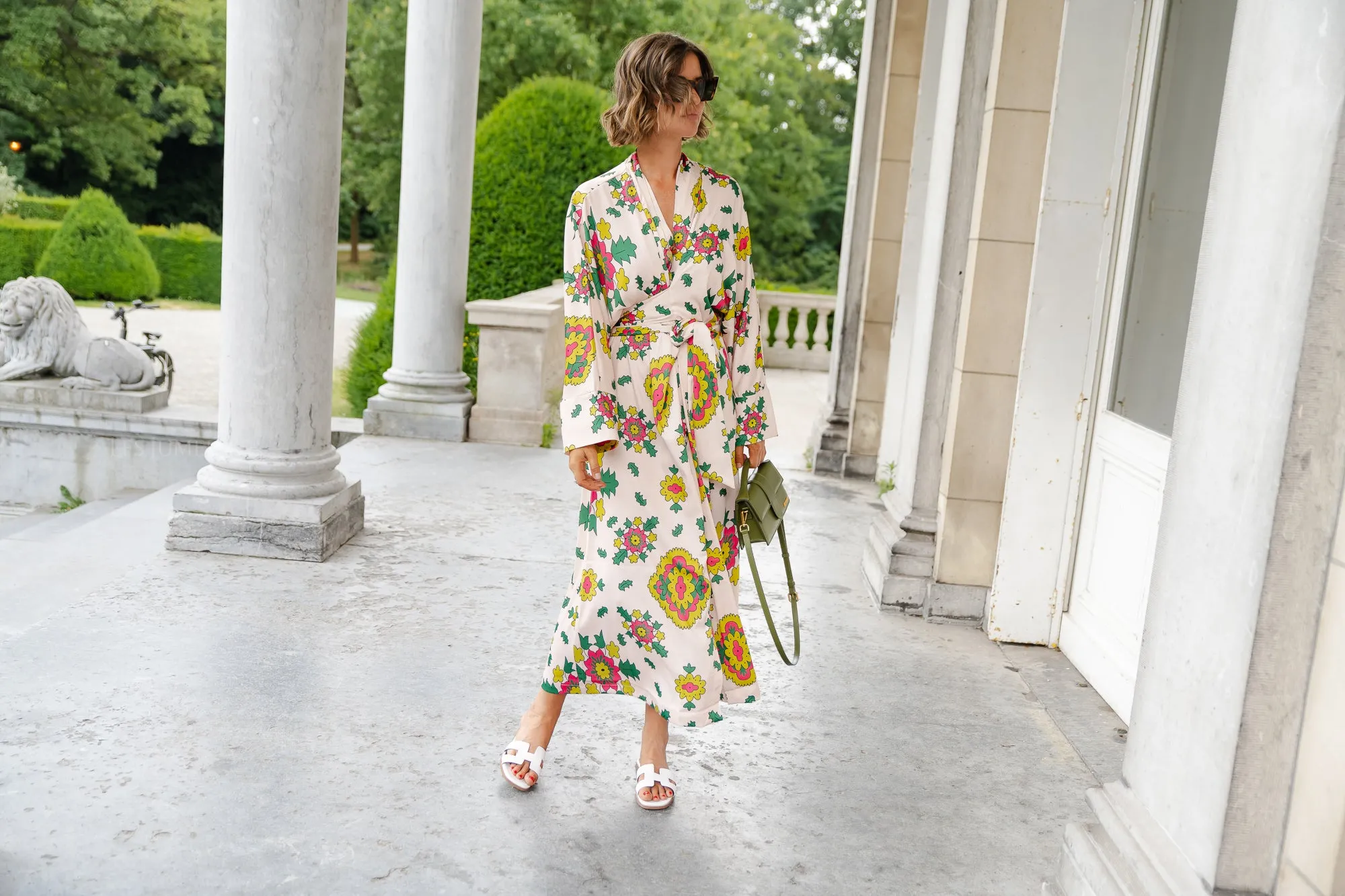 Selena printed long kimono dress
