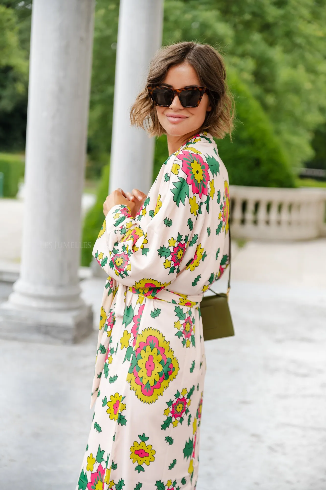 Selena printed long kimono dress