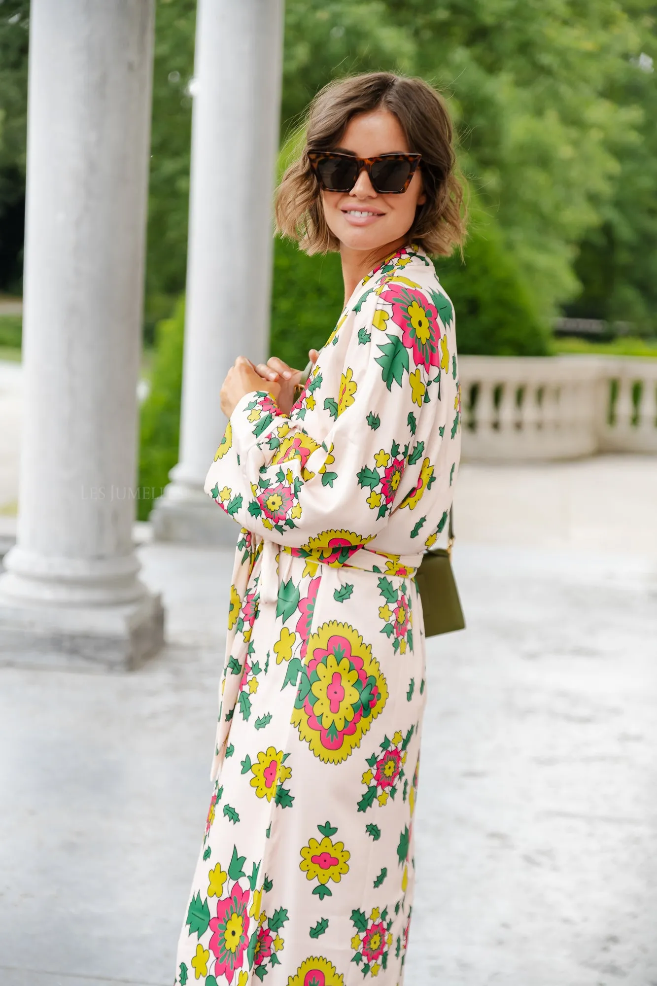 Selena printed long kimono dress