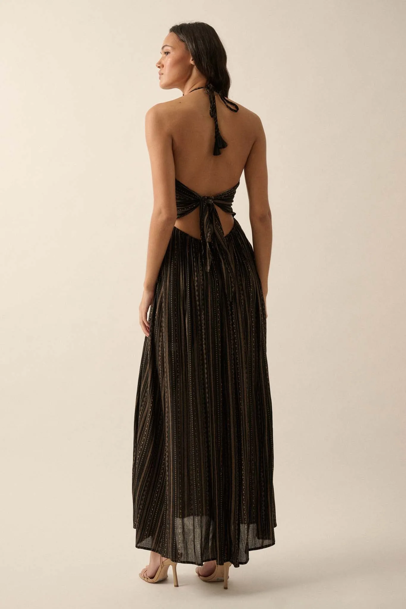 Summer Sojourn Geo-Print Halter Maxi Dress