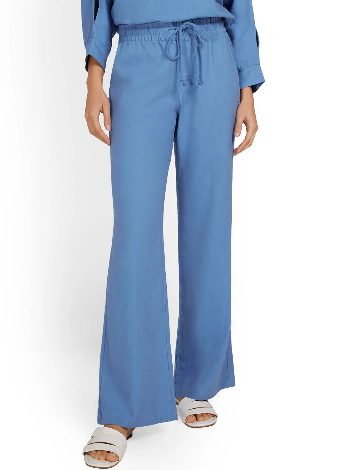 Tall Linen-Blend High-Waisted Drawstring Pant