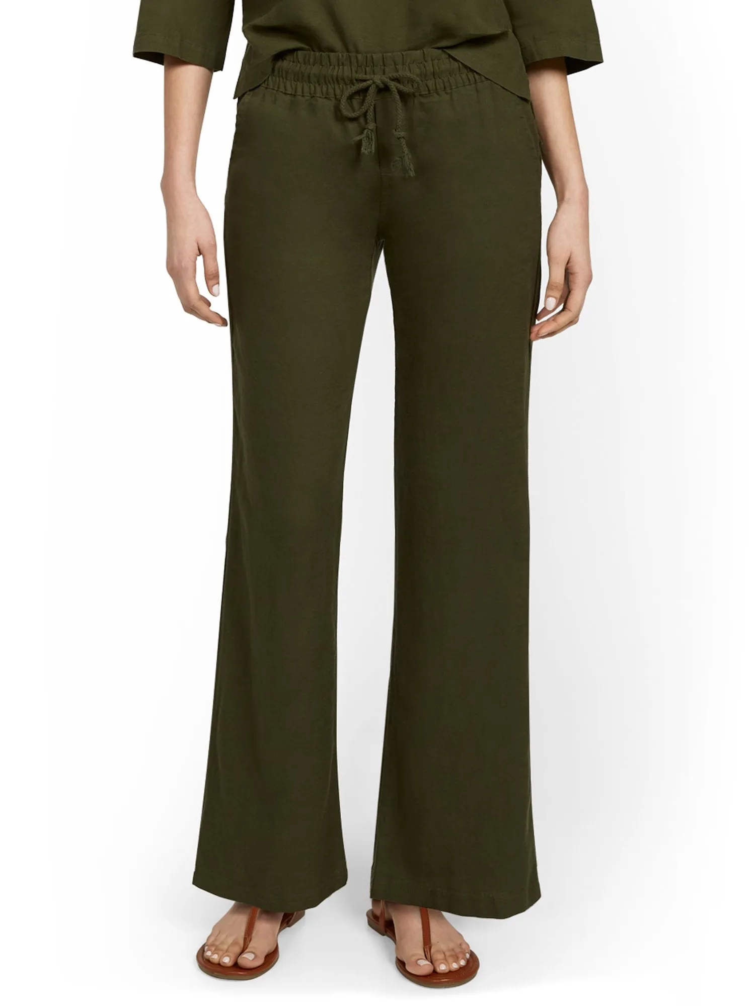Tall Linen-Blend High-Waisted Drawstring Pant