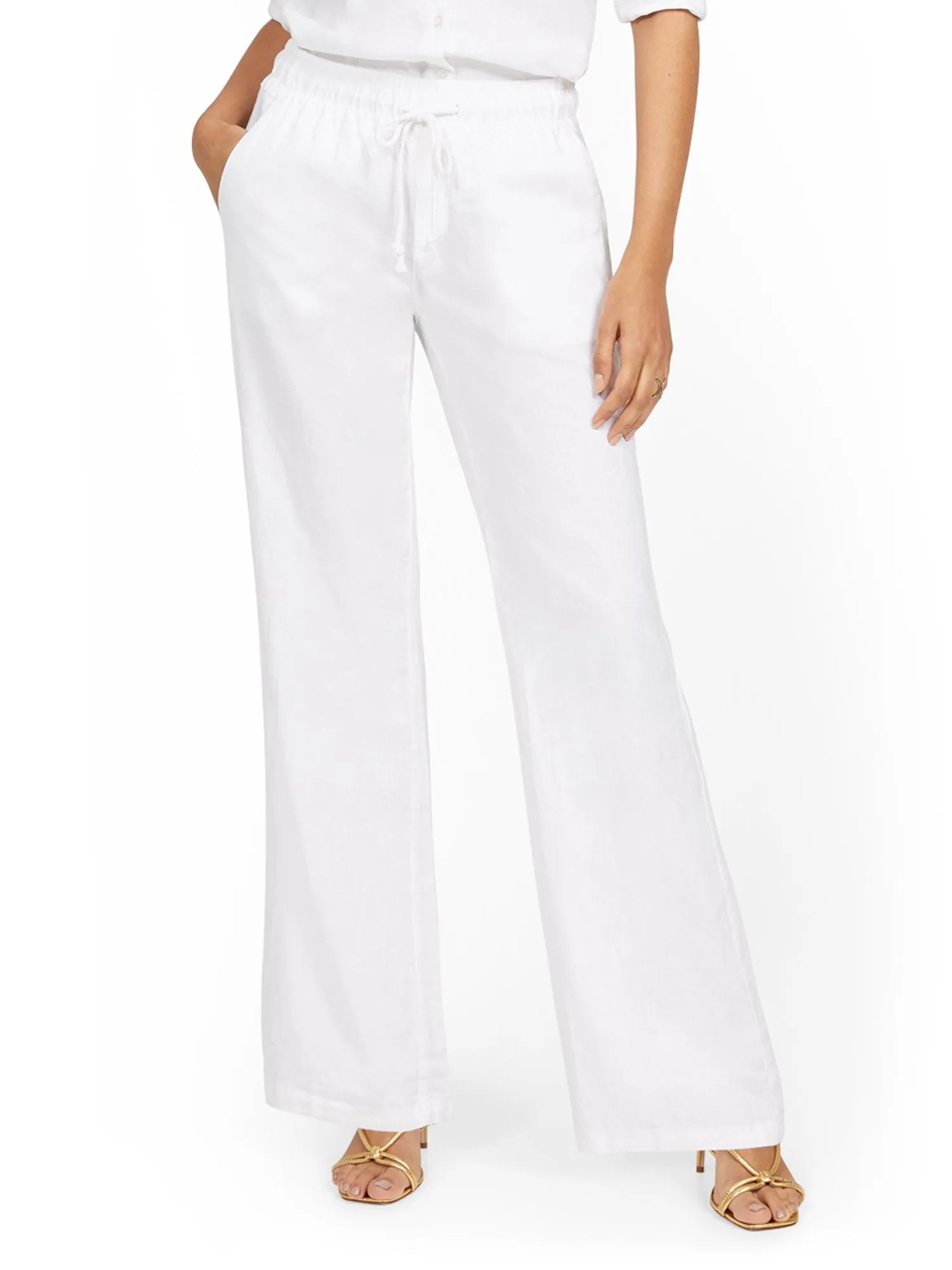 Tall Linen-Blend High-Waisted Drawstring Pant