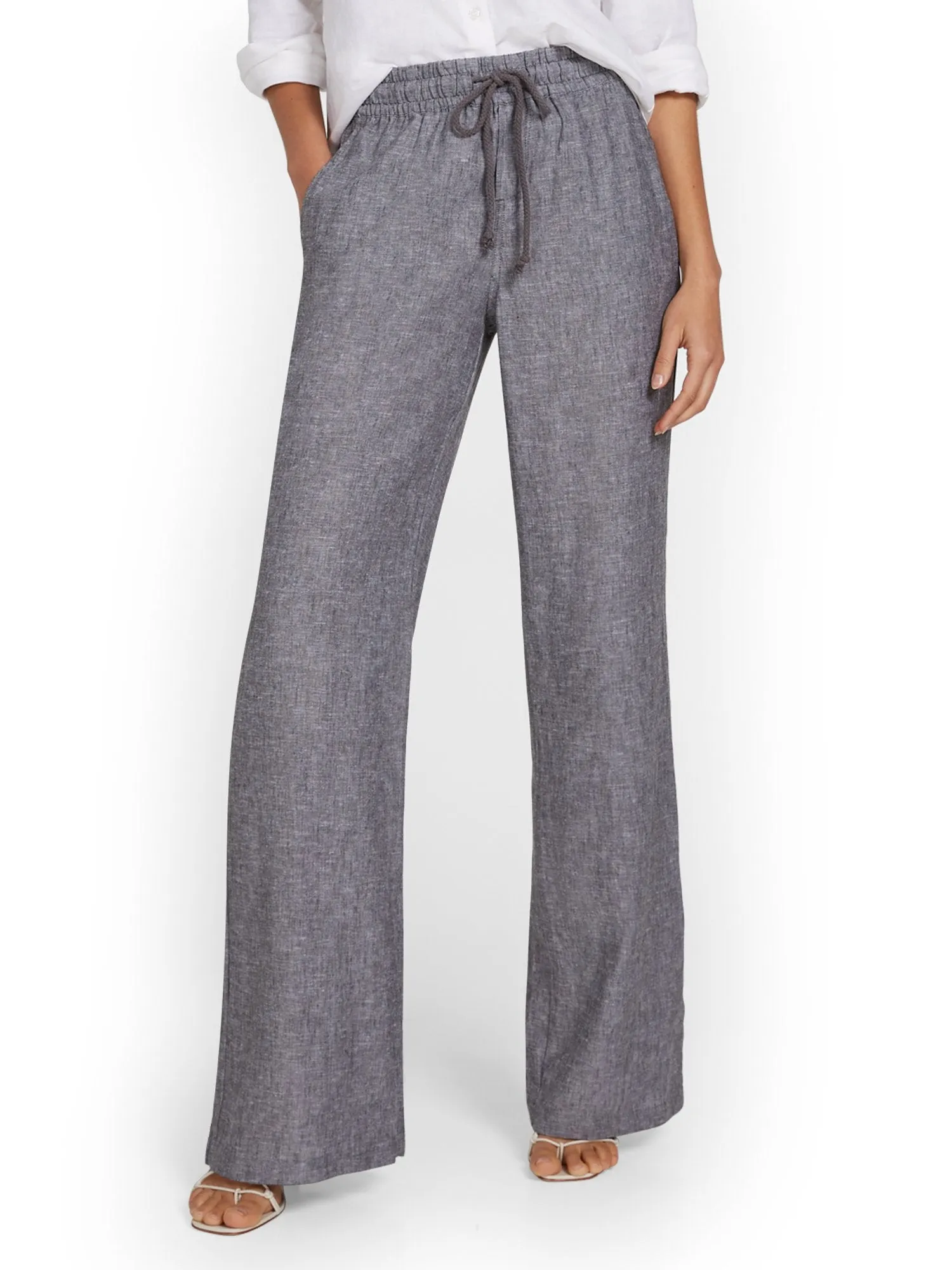 Tall Linen-Blend High-Waisted Drawstring Pant