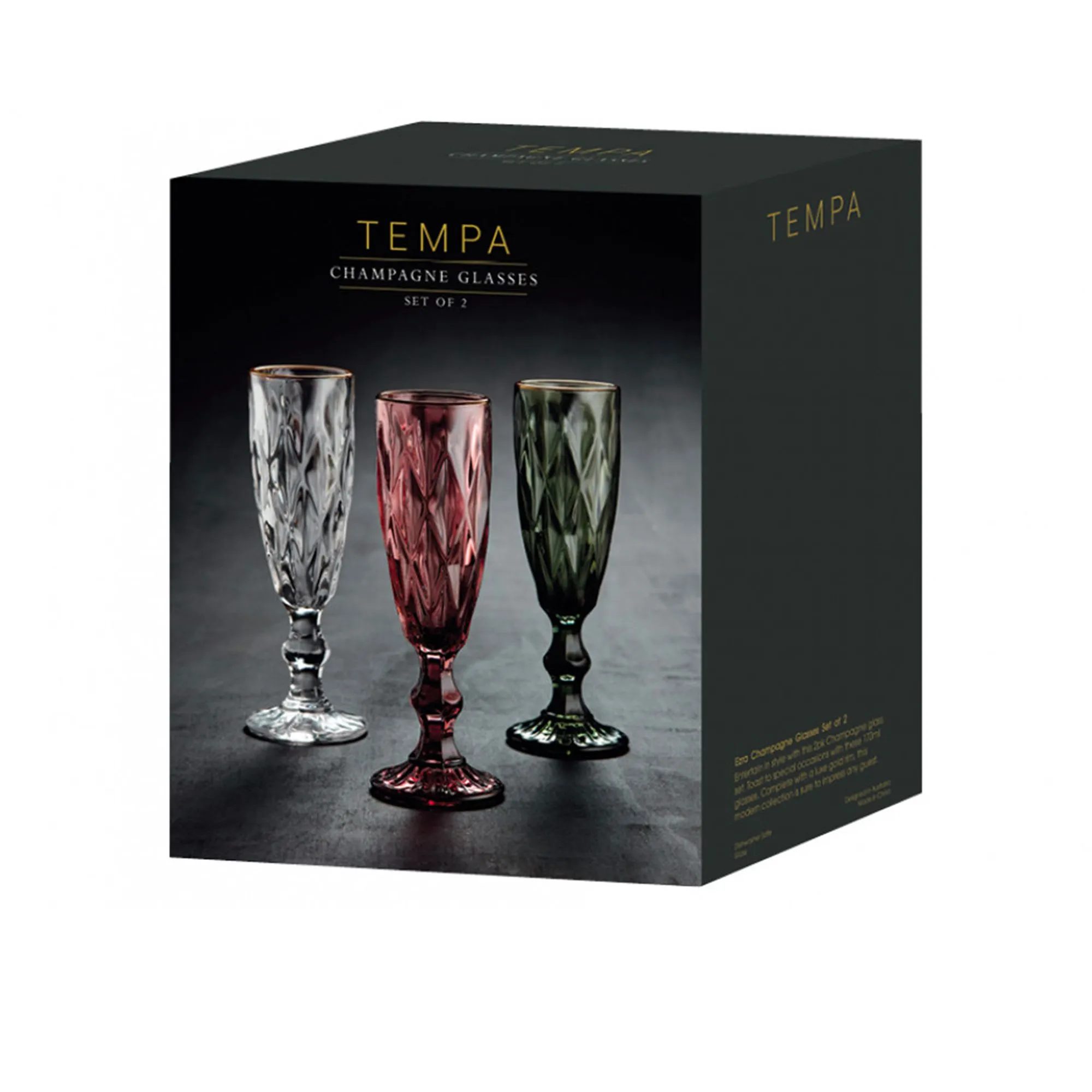 Tempa Ezra Champagne Glass Set of 2 Clear