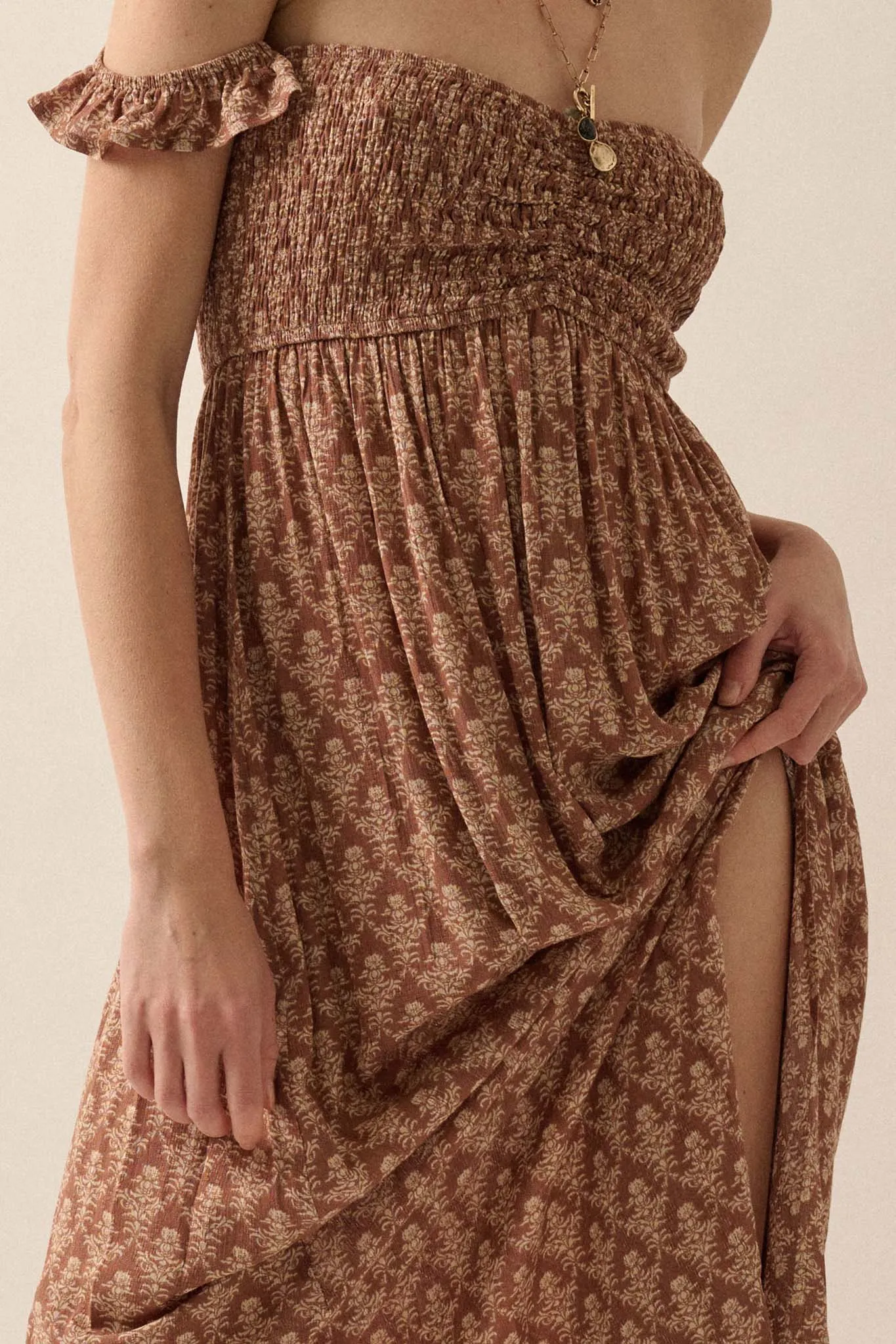 Timeless Romance Floral Off-Shoulder Maxi Dress