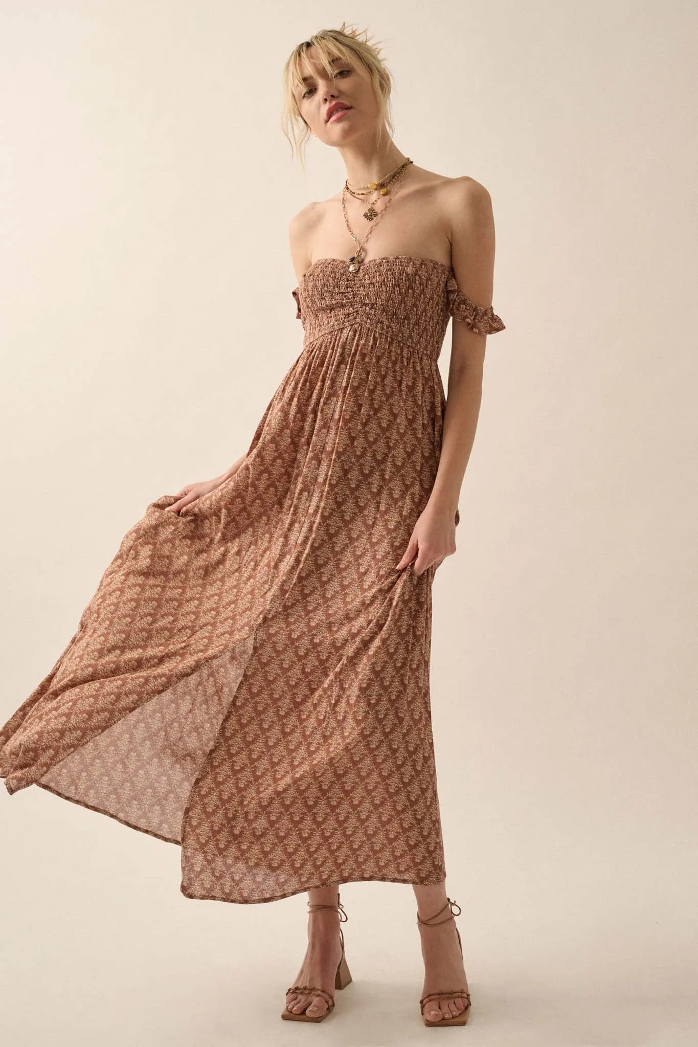 Timeless Romance Floral Off-Shoulder Maxi Dress
