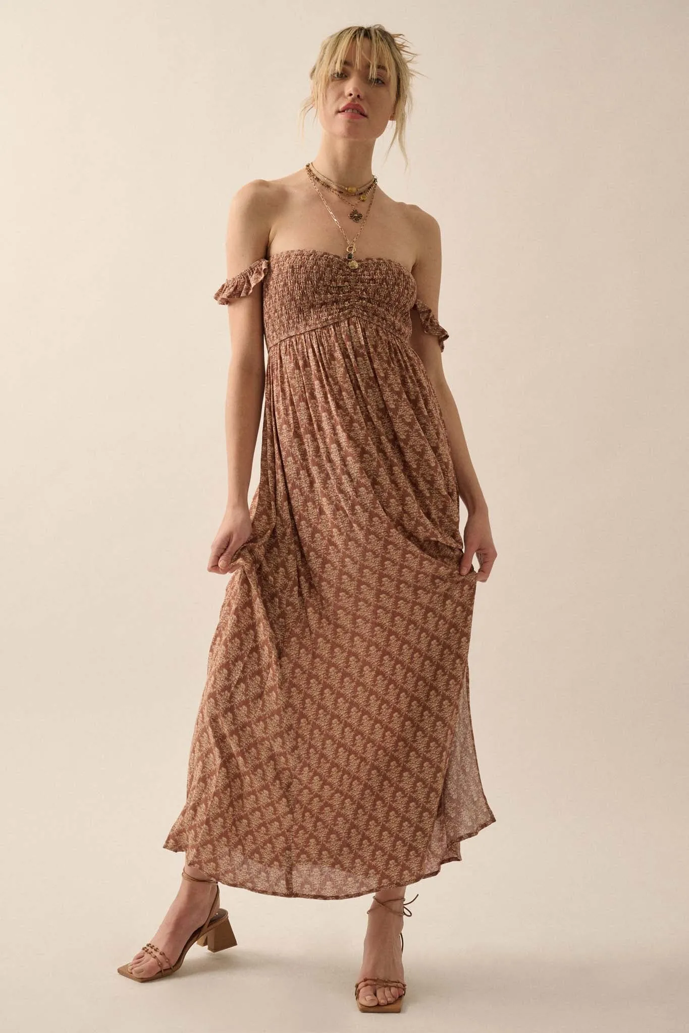 Timeless Romance Floral Off-Shoulder Maxi Dress