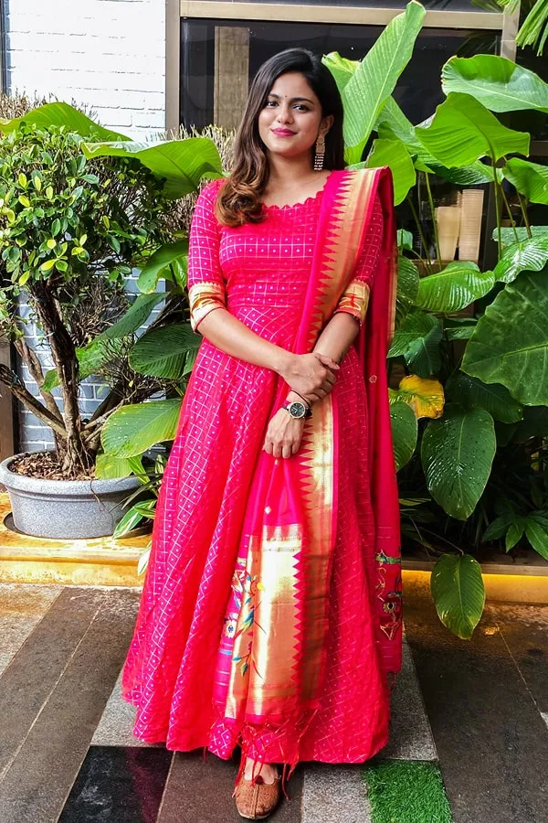 Traditional Pink Long Gown For Wedding