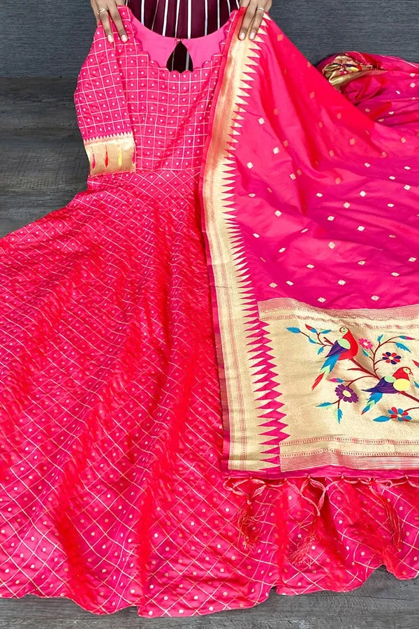 Traditional Pink Long Gown For Wedding