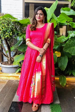 Traditional Pink Long Gown For Wedding