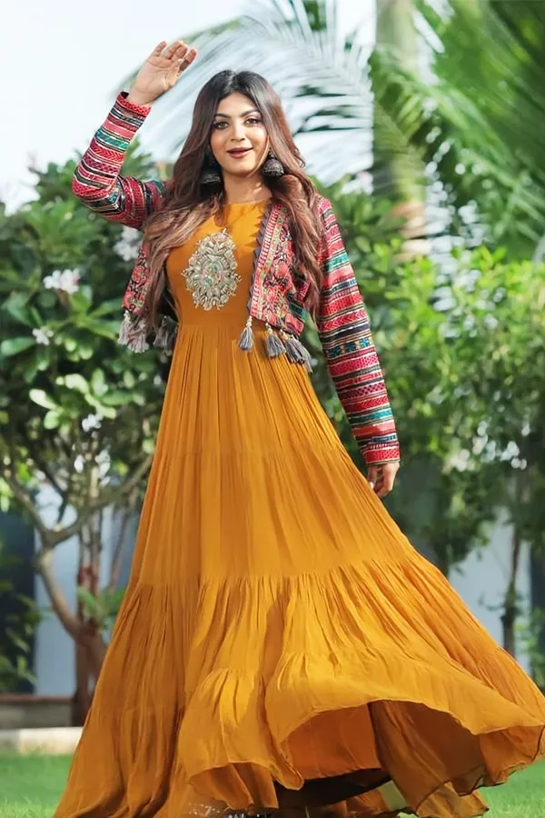 Twinkal Patel Modern gown for Indian Wedding Reception