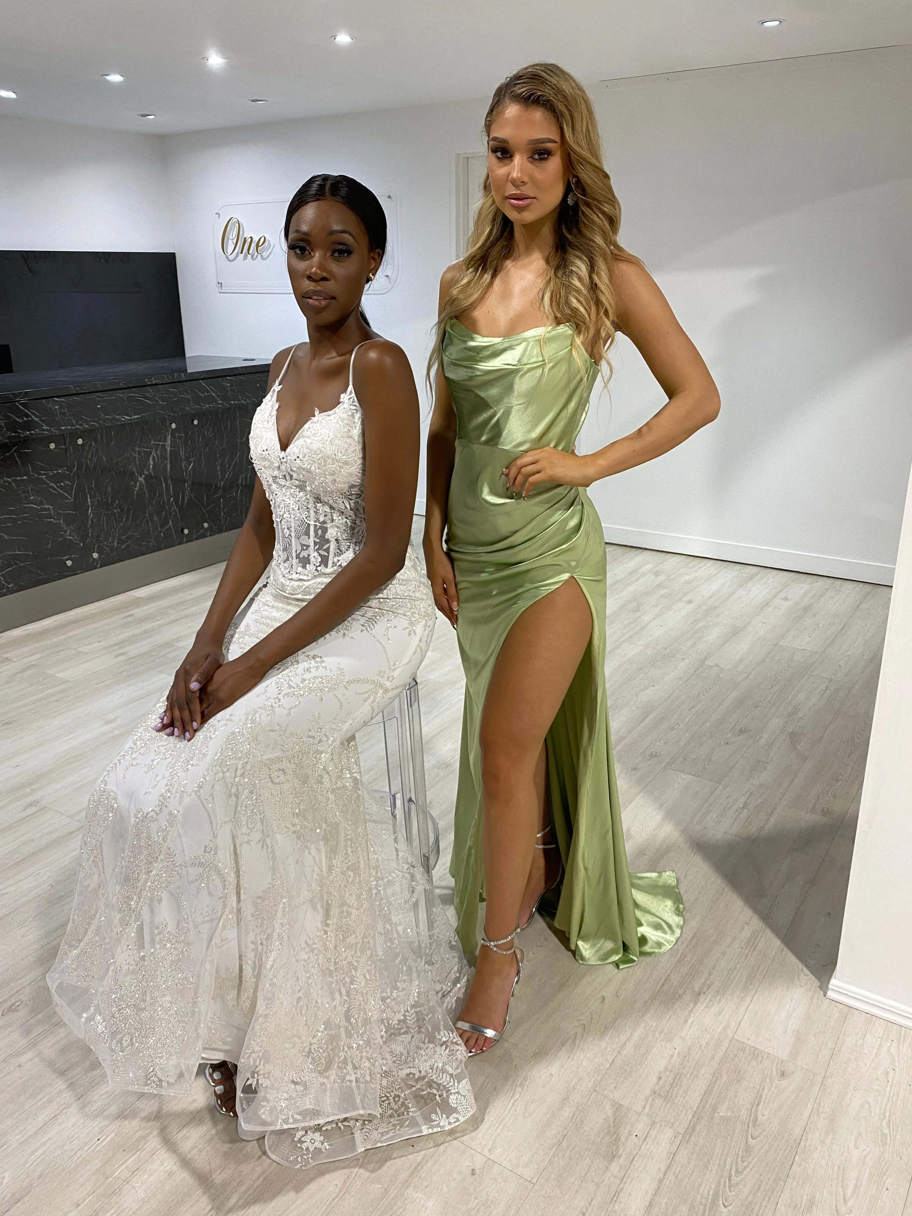 VALENTINA Off White Sequin Corset Mermaid Formal Gown Dress