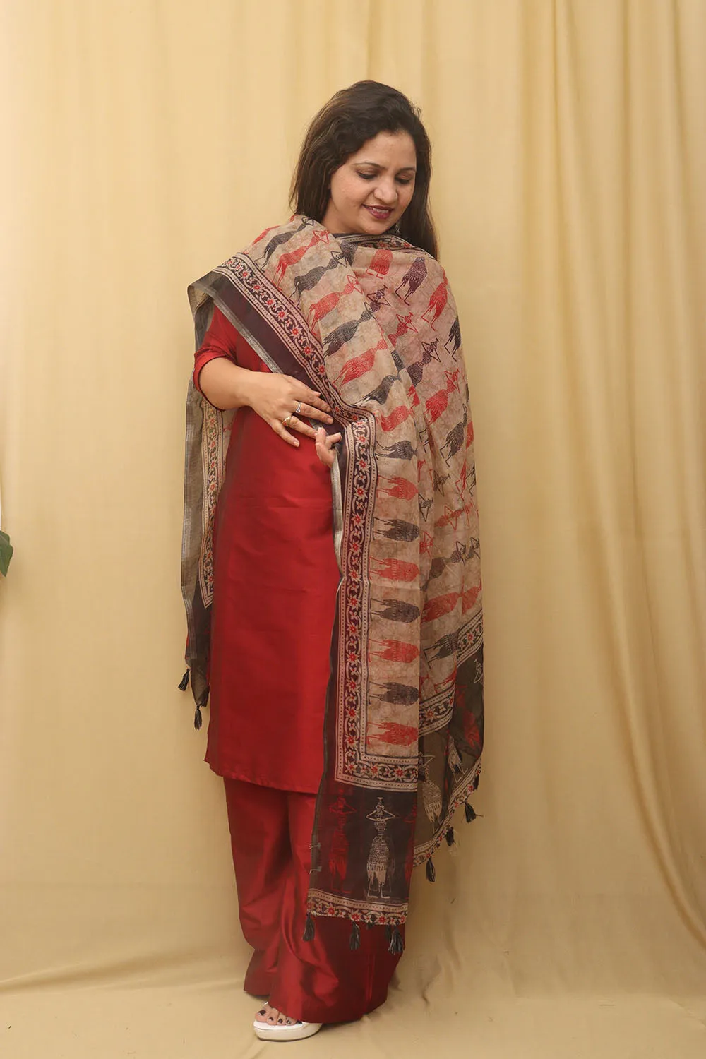 Vibrant Multicolor Block Printed Chanderi Silk Dupatta: A Timeless Fashion Statement