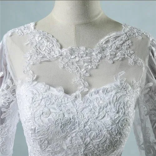 W161 (2),White Sleeves Prewedding Shoot Trail Gown, Size (XS-30 to XL-40)