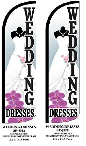 Wedding Dresses Two(2) Windless Swooper Feather Flag Sign Kits With Pole and Ground Spikes